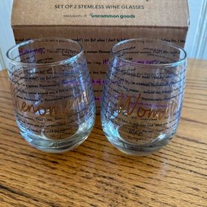 Uncommon Goods Phenomenon Women by Maya Angelou Stemless Wine Glasses (New)